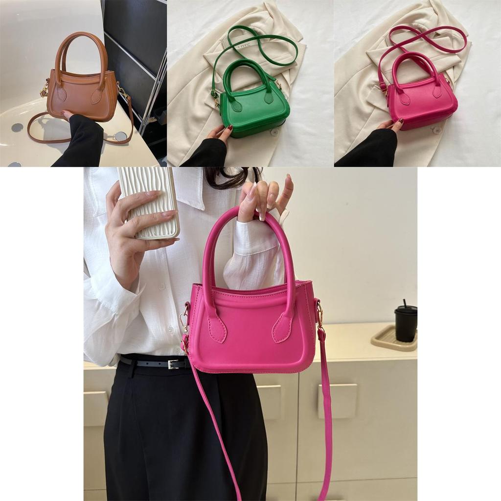 Trendy Minimalist Shoulder Bag 2023 Pure Color Texture Fashionable Fresh Street Style Pu Small Crossbody Bag