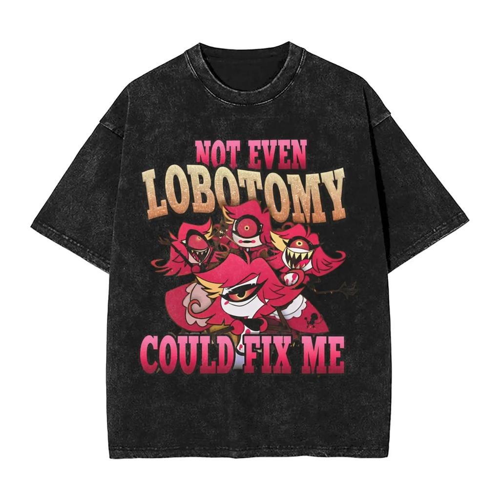 American Anime Hazbin Hotel Graphic T-shirt Washed Oversized Y2k Men Women Short Sleeve Casual Cotton Tee Crew Neck Clothing Female Male Tee Shirts