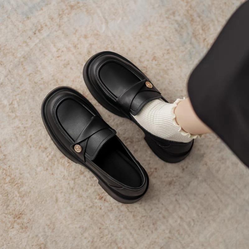 College style Mary Jane small leather shoes women's autumn new Mary Jane shoes shallow mouth versatile platform loafer single shoes