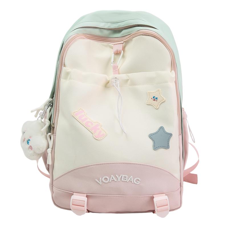 Contrast Color Campus Backpack Junior High School Student Schoolbag Women's Lightweight Large Capacity Backpack