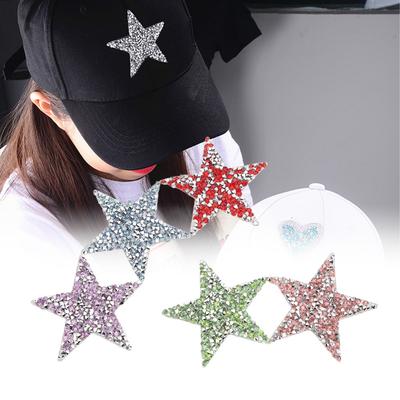 5pcs Glitter Diamond Rhinestone Star Stickers Pentagram Shape Patches  For Clothes Decoration