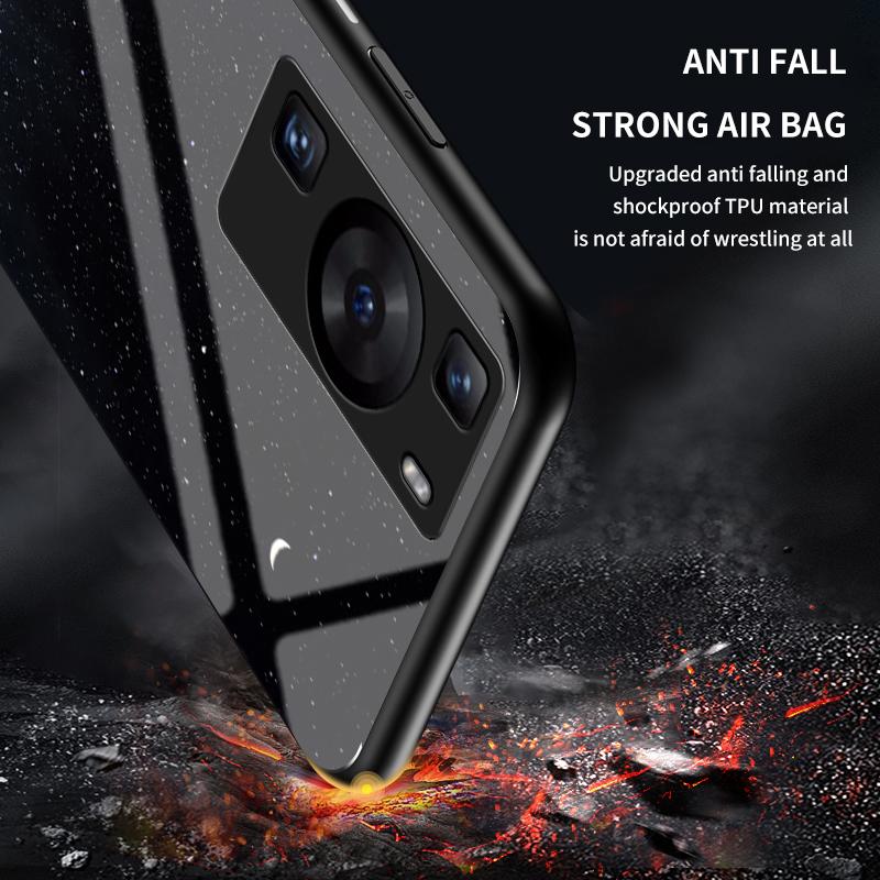 For Huawei P60/P60 Pro 5G PC+TPU+Tempered Glass Starry Sky Pattern Phone Case Drop-proof Cover