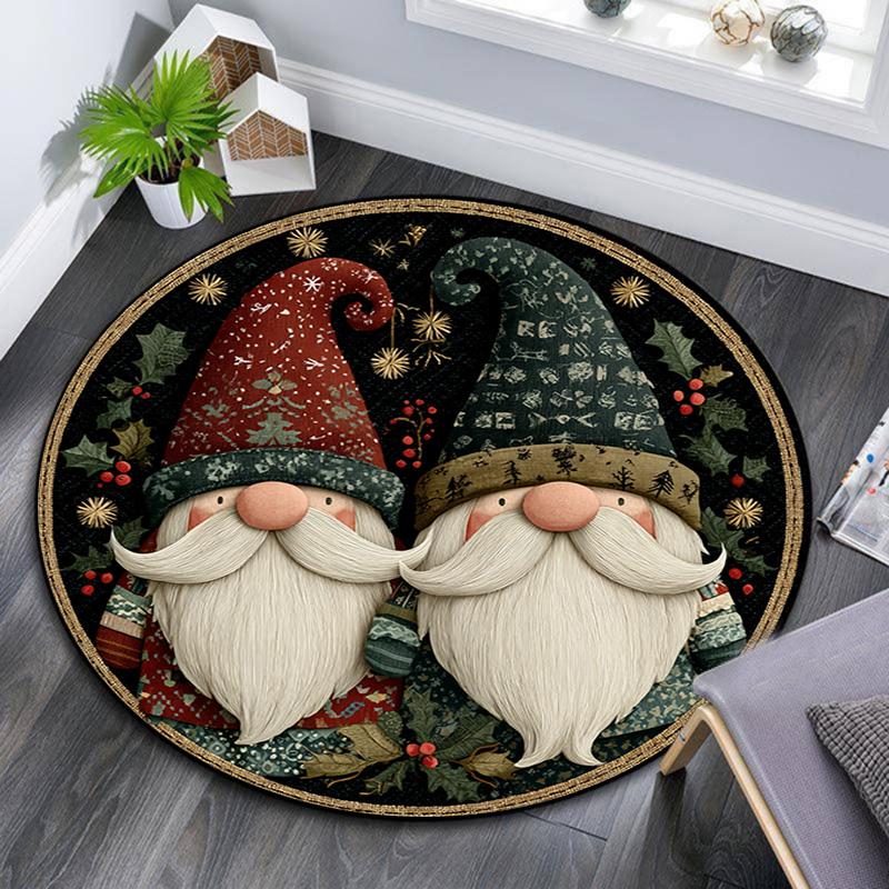 

Christmas Gnomes Round Area Rug,Carpet Rug for Living Room Bedroom Sofa Playroom Decor,Non-slip Floor Mat 80cmx80cm