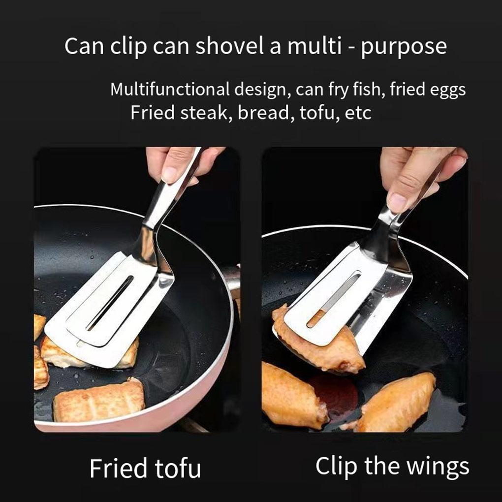 Dizyahuk Stainless Steel Frying Clip Steak Tongs Kitchen BBQ Cooking Camping Tools Heat-Resistant Non-Slip Handle
