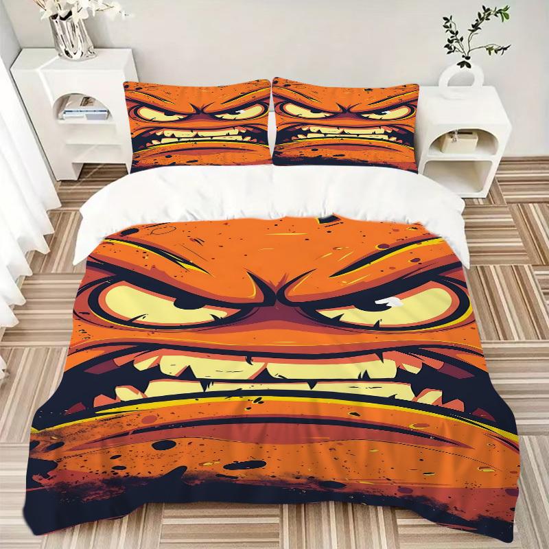 3pcs bedding set Angry Face Includes 1 Comforter + 2 Pillowcases, Without Pillow Inserts, Soft Comfortable,a0909073