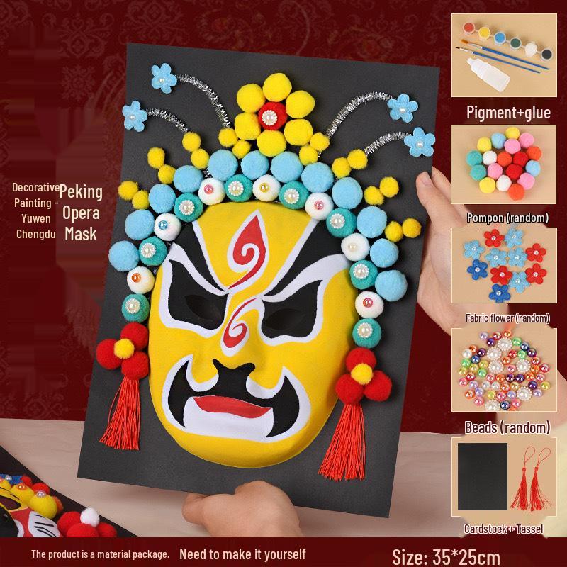 Peking Opera Mask 3D Painting Kit: Handmade Intangible Cultural Heritage Warm-Up Activity