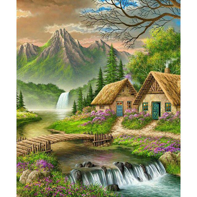 5D Diamond Painting Sea Landscape Tree Flower Diamond Embroidery Round Drill Spring DIY Cross Stitch