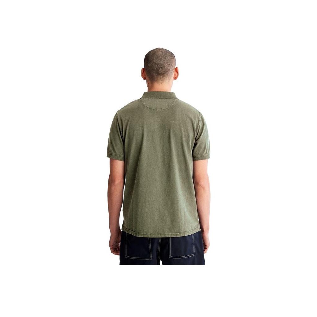 Timberland Solid Color Sports Casual Embroidered Logo Short Sleeve Polo Shirt Men Polo Shirts Cassel-Green A6R29-590