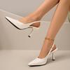 Zapatos de tacón alto inclinados patentados para mujer - tacones de aguja finos y puntiagudos con correas de hombro ajustables