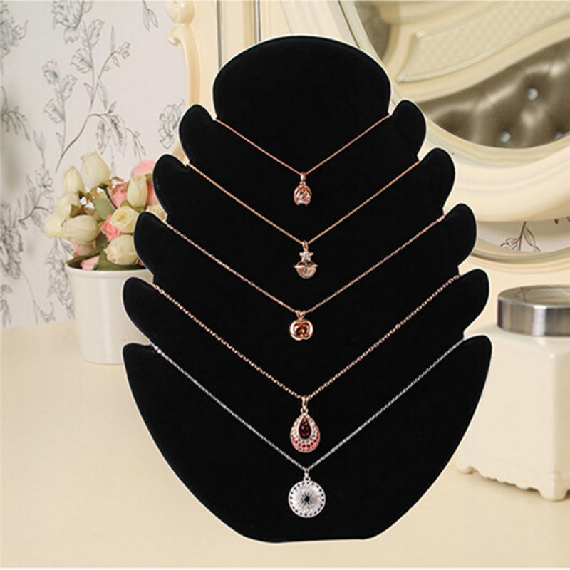 Flame Shape Necklace Jewelry Velvet Rack Pendant Chain Display Holder Stand