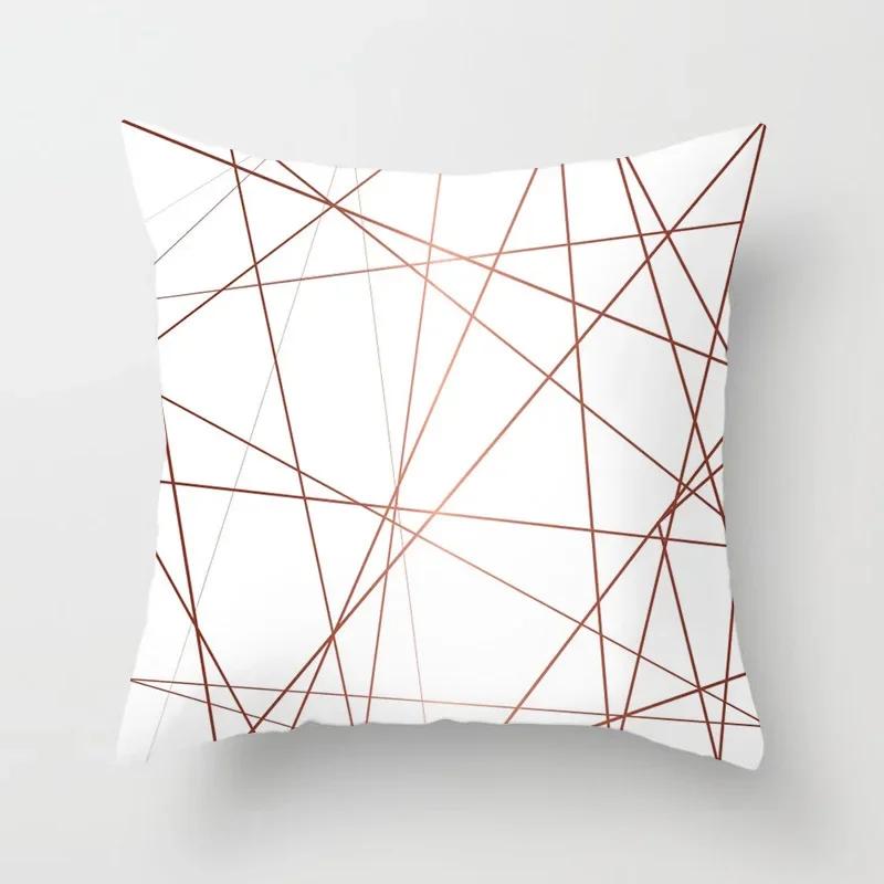40X40/45X45CM Rose Gold Pink Geometry Print Cushion Covers Modern Nordic Livingroom Decorative Pillows Case Couch Throw Pillows