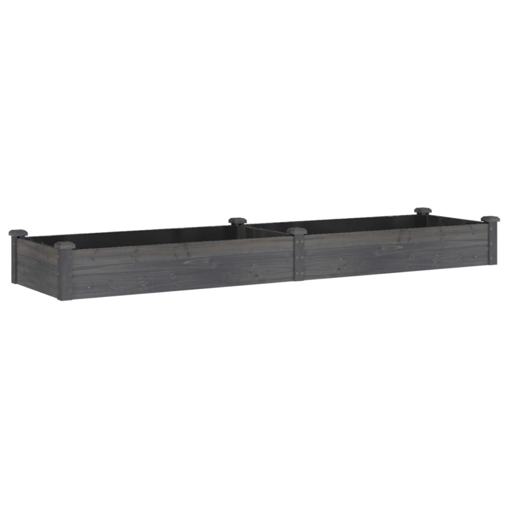 Vidaxl Raised Flower Bed with Liner, Grey, 240X60X25 Cm, Fir