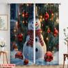 2pcs,2D Plane Printing Pattern Curtains Cute Snowman Christmas Tree_e Polyester Fabric (without Rod) Home Decor Use for Living