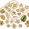 6pcs Wholesale Plant Charm Real Gold Plated Flower Tree Leaf Stainless Steel Charms For Jewelry Making Supplies Handmade Pendant