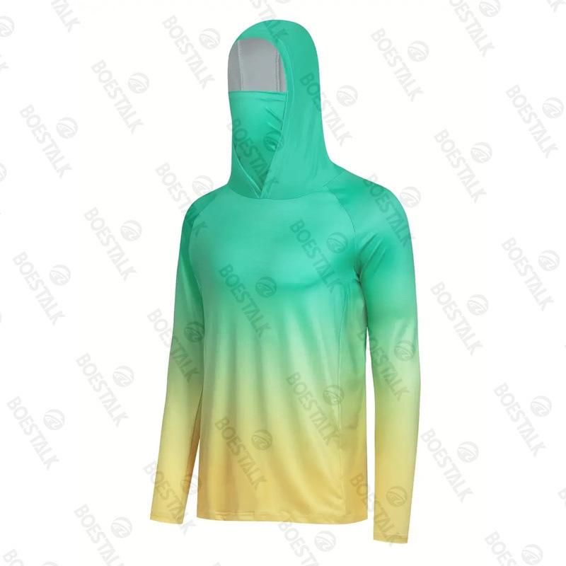 2024 Neue Herren-Sonnencreme UPF 50+ Langarm-Fischeranzug UV-Schutz Maske Mit Kapuze Fischeranzug