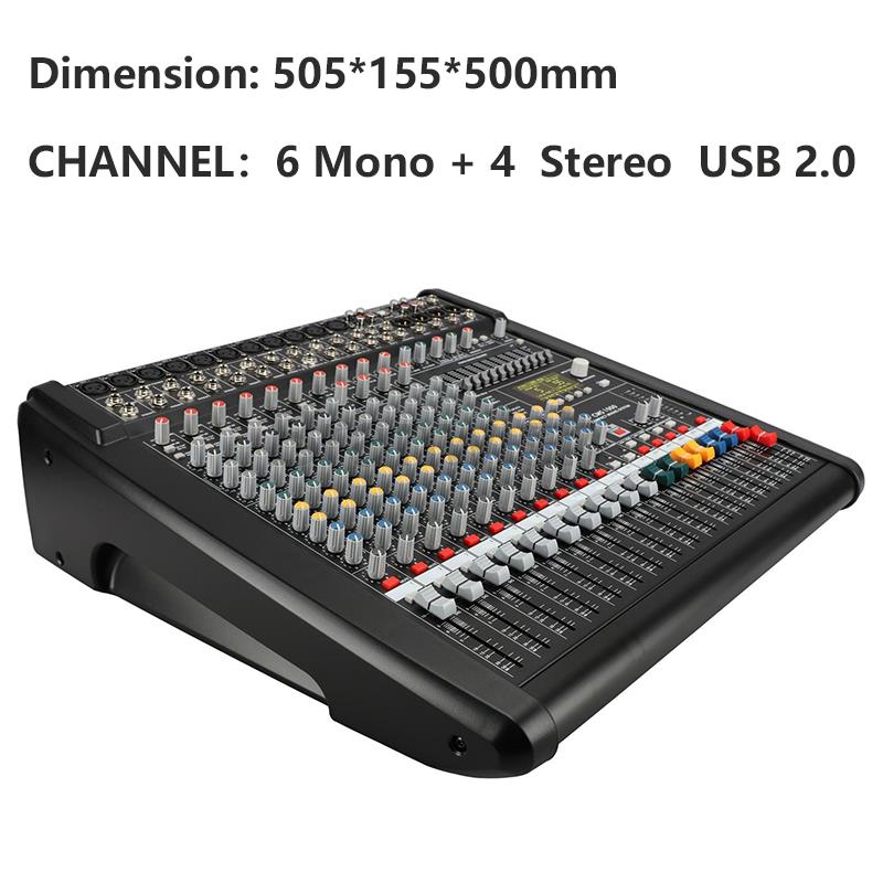 CMS1000-3 48V Phantom Audio Mixer Console Professional 10 Channel Compact Mixing Desk System For Stage Church Studio
