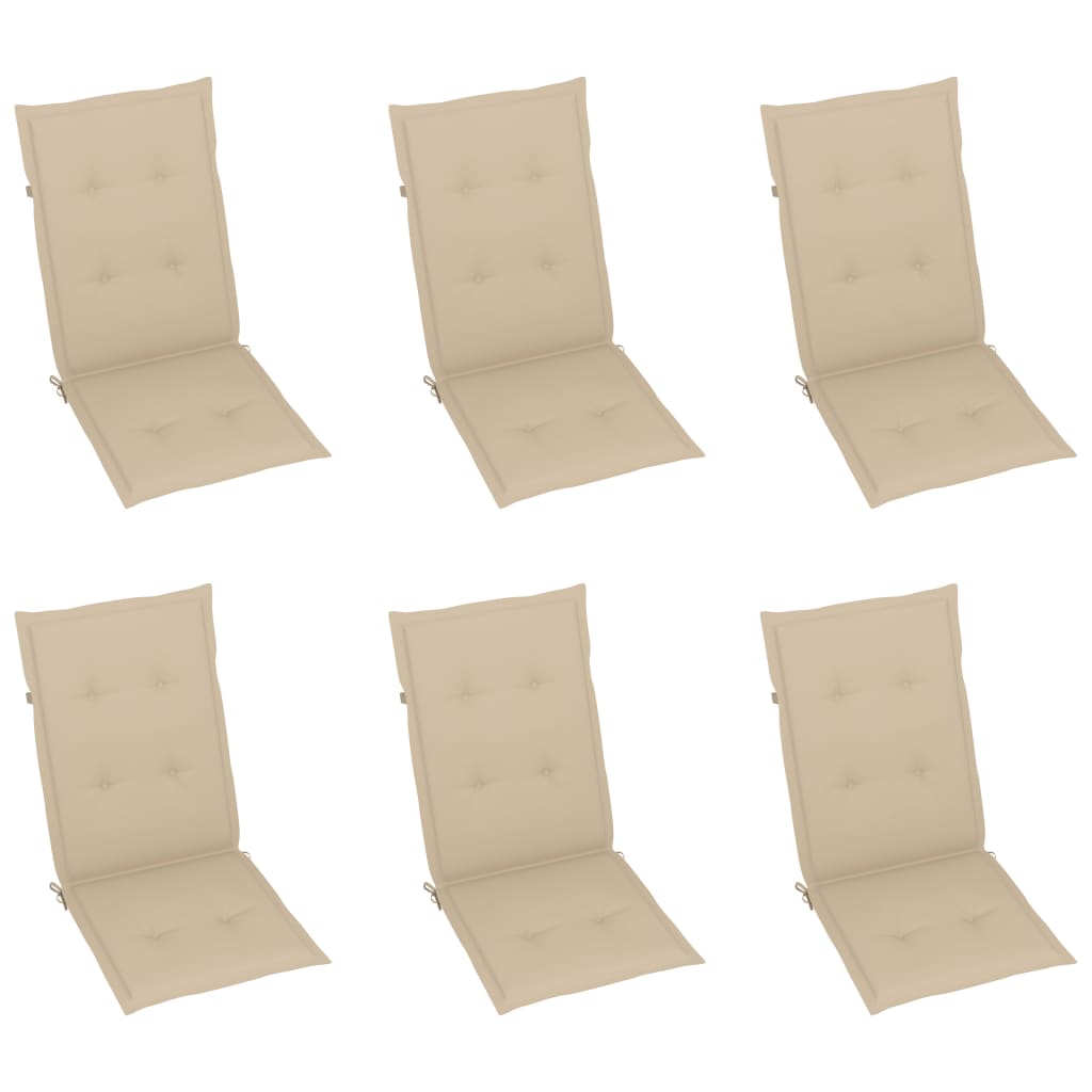 Folding Garden Chairs Set 6 Pieces with Cushions Solid Acacia Wood