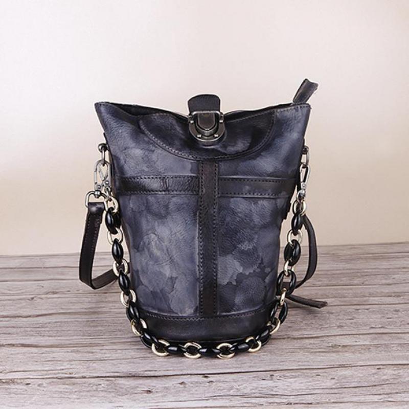 

Johnature Ретро женская сумка-мешок из натуральной кожи ручная роспись сумки на ремне с засовом женские сумки из коровьей кожи сумка-мессенджер серый