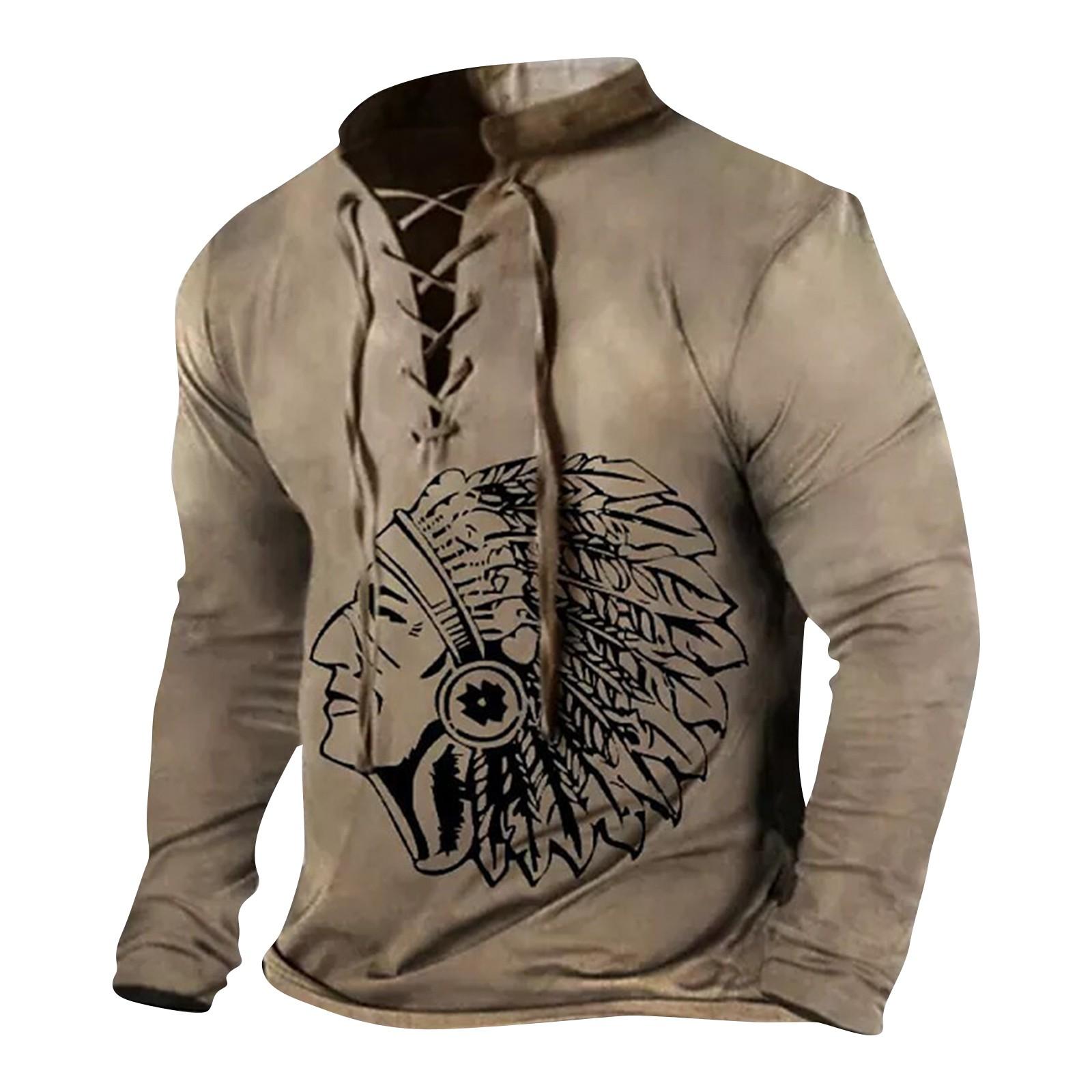 

Чоловіча модна повсякденна сорочка з принтом і довгими рукавами, верхня блуза M коричневий