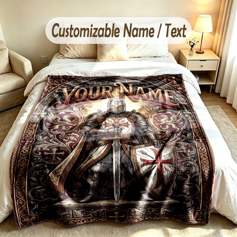 Portrait Man Theme Custom Blanket Personalized Name & Text Customized Soft Warm Throw Blanket Home Decor