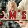 Christmas Home Decor Wooden Table Sign, XMAS SNOW NOEL Tabletop Sign with Tiered Tray Base, Hollow Letter Centerpiece for Xmas Party Noel