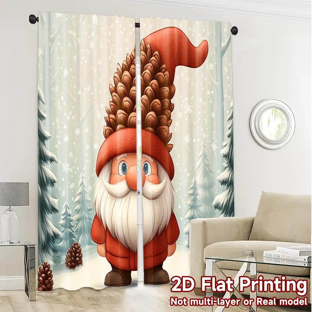 2pcs,Curtains Cute Gnome Winter Christmas Holiday (3) Modern Minimalist Curtains Versatile Polyester Fabric Curtains Thermal