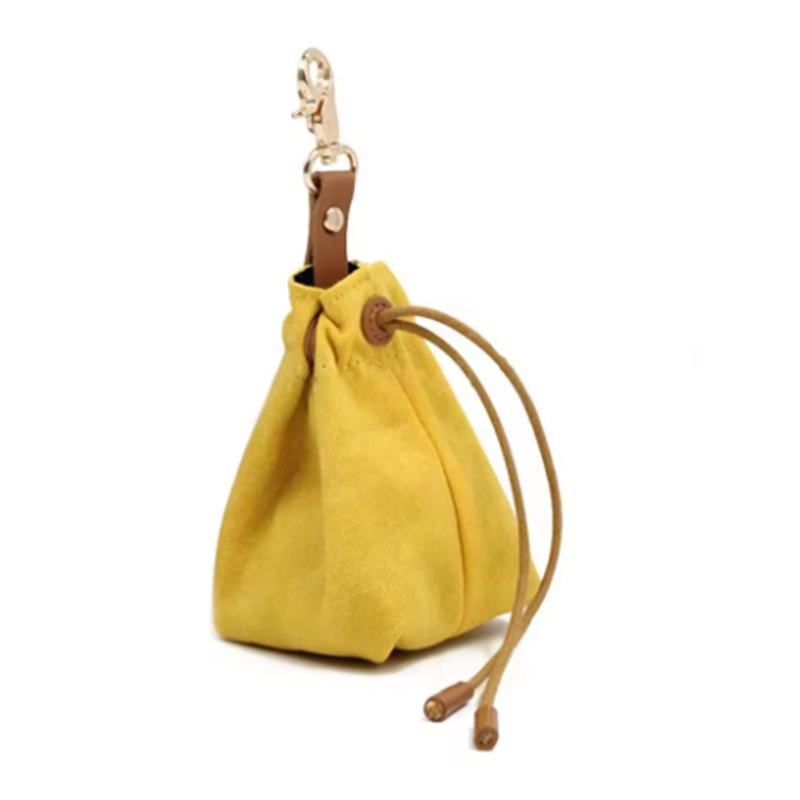In Stock Canvas Dog Food Bag with Keychain & Drawstring, Waist Hanging Pet Treat Bag for Outdoor Use