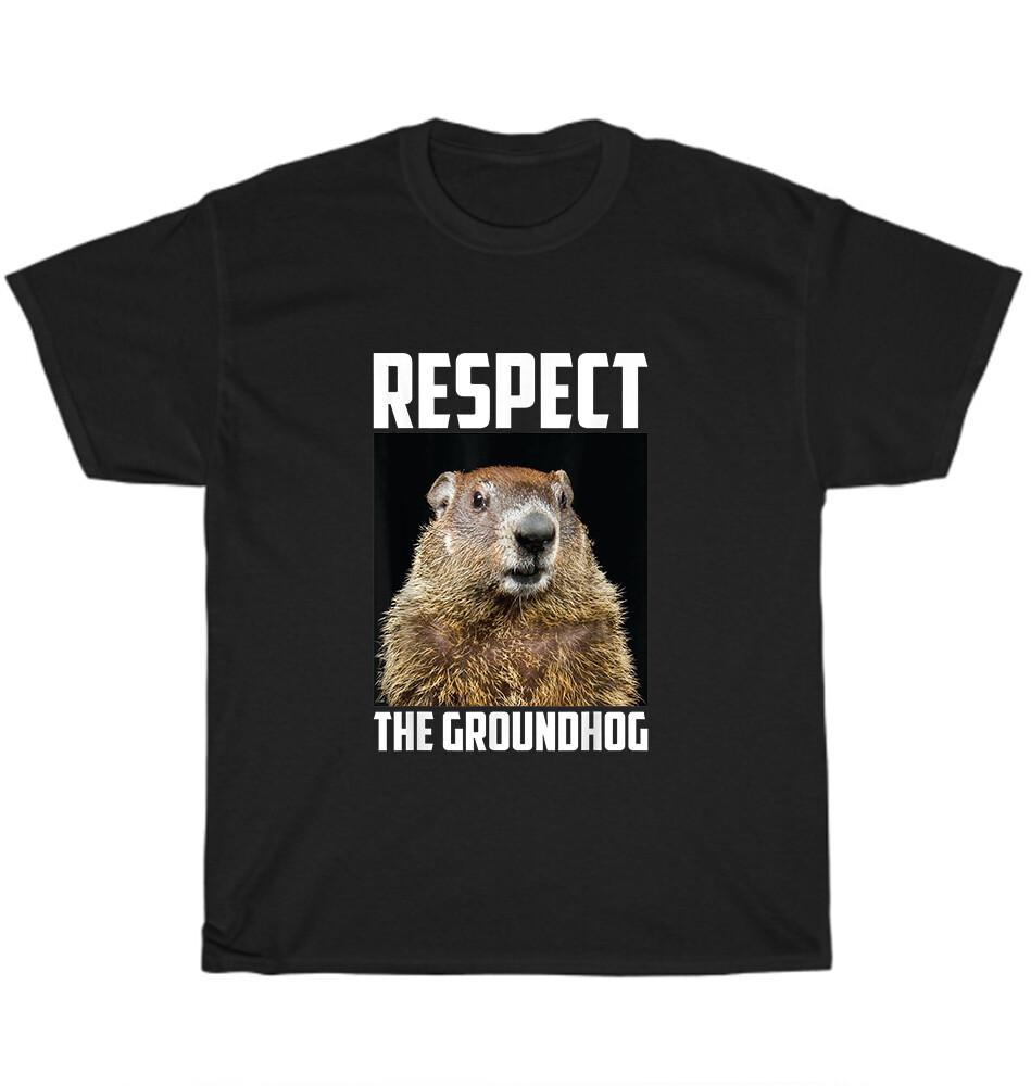 Respect The Groundhog Woodchuck Photo T-Shirt Animal Lover Unisex Funny Tee S