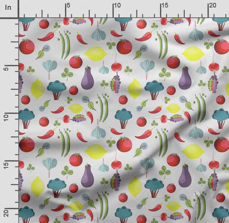 Soimoi Veggies Print,  Cotton Cambric, Quilting Fabric Sold by The Yard 42 Inch Wide, Medium Weight Cotton Fabric, Sewing  Supplies,Aquamarine