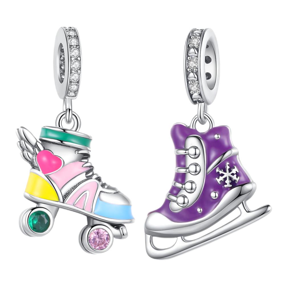 Copper Colors Skate Shoes Sports Compatible With Bracelets Sparkling Charm Bead Charms Copper Colors Authentic Bracelets for Jewellery Making