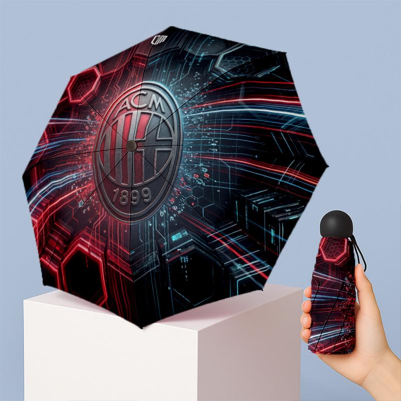 AC Milan Pattern Printed Mini 5 Folds 8 Ribs Compact Umbrella Windproof Waterproof Lightweight Portable Folding