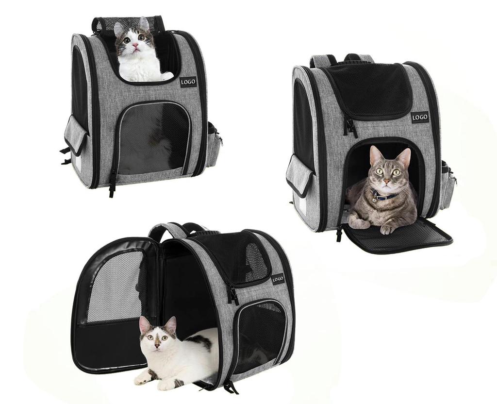 Foldable Expandable Pet Backpack with Adjustable Height and Customizable Logo – Breathable Double-Shoulder Design for Outdoor Use