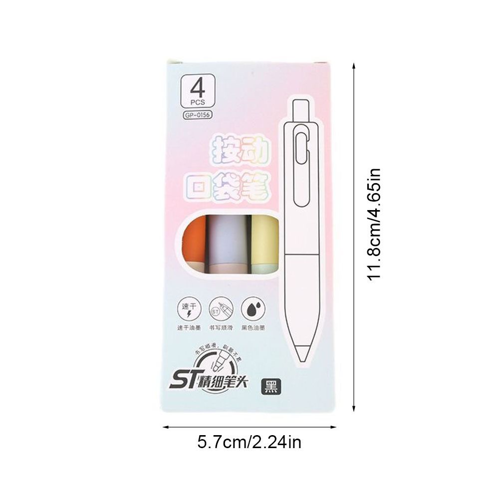 4Pcs/set Durable Cute Gel Pen Black Ink Boxed ST Pen Tip Retractable 0.5mm Signature Pen Student School Office Supplies