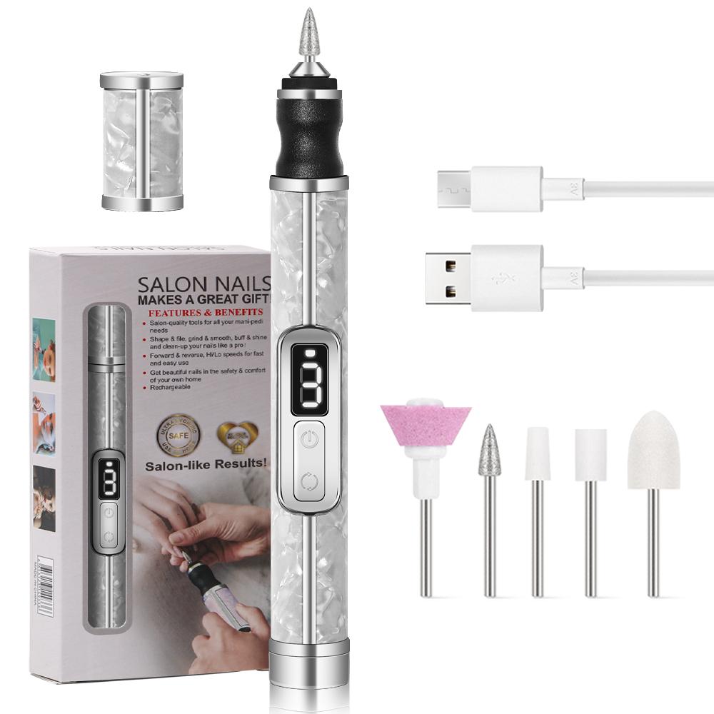 Electric Nail Drill Professional Nail Polishing Machine Multiple Gears Low Noise Nails Sander File Set For Manicure Salon Tools