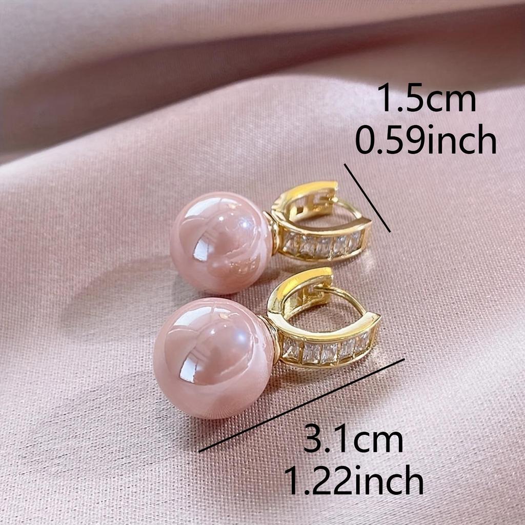 Elegante Zinklegierung Creolen mit rosa Imitationsperle für Party und Date