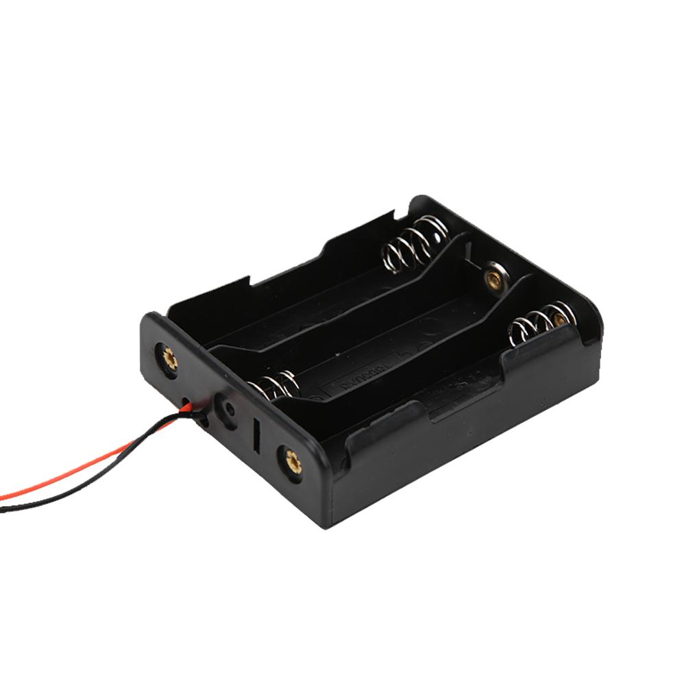 5 Pcs 18650 Battery Case 3 Slot Black Battery Holder with 2 Lead Wire Serial Connection