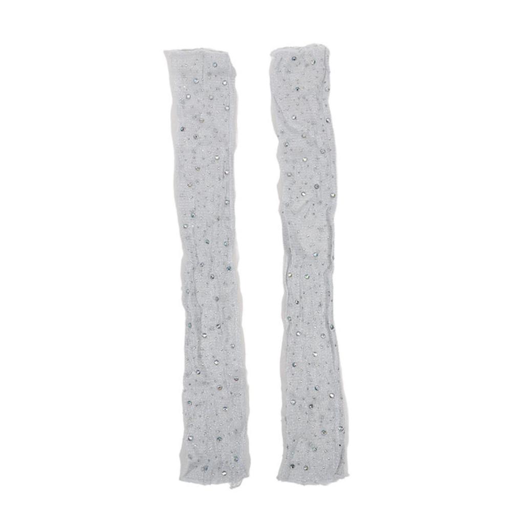 Mesh Oversleeve Diamond Sequin Low Elasticity No Fingers Gloves Summer Driver Sunscreen Sleeve