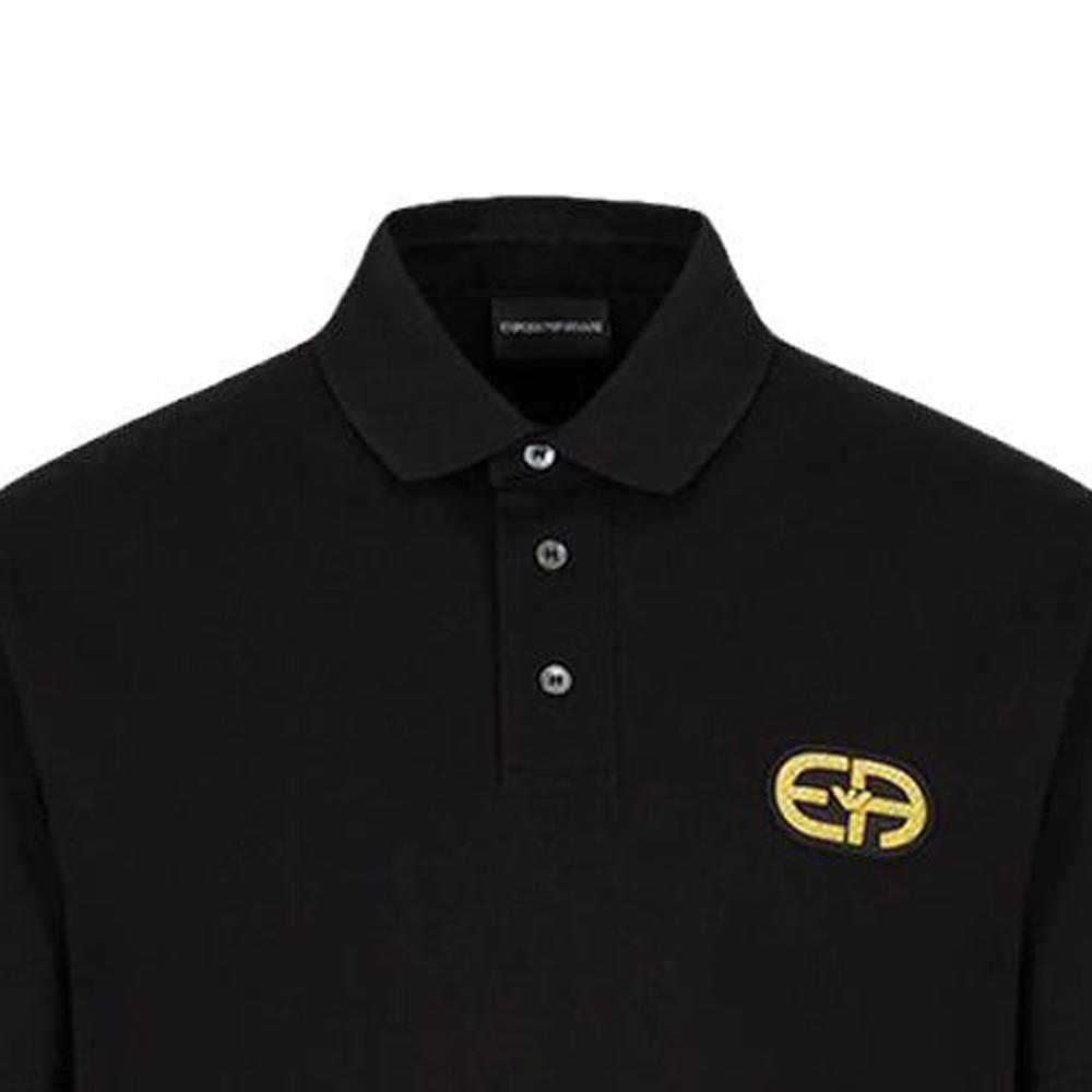 Emporio Armani Solid Color Logo Label Short Sleeve Polo Shirt Men Tops Black 6L1FB9-1JTKZ-0999