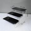 Black Acrylic Multi-Layer Display Stand for Model Figures, Bracelets, and Jewelry Storage.