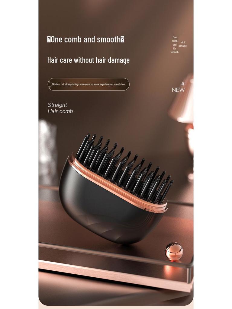 Wireless Charging Hair Straightening Brush and Styling Comb for Long Hair