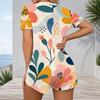 Womens Short Sleeve One Piece V Neck Plus Size Jumpsuit