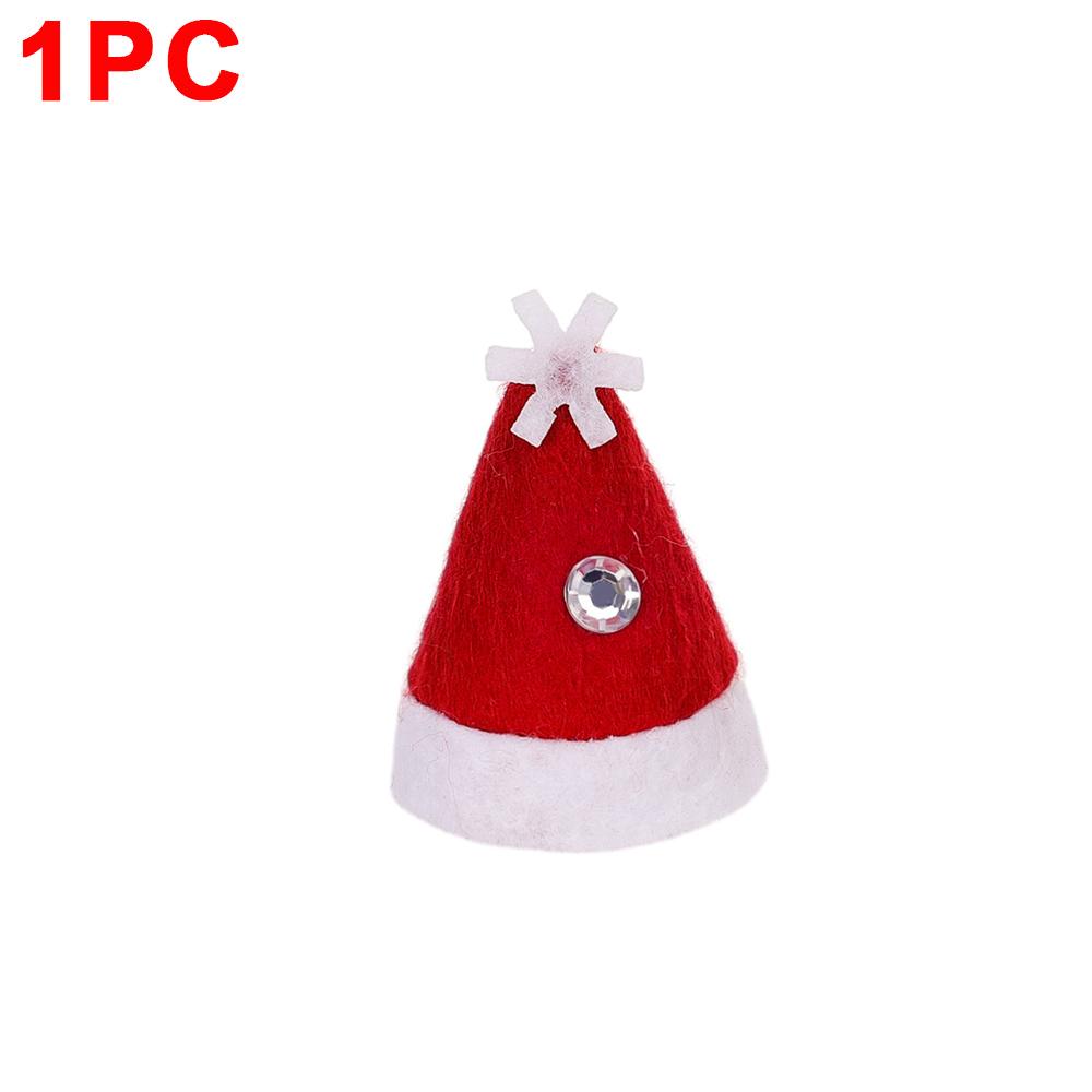 30/1Pcs Mini Santa Hats Christmas Wine Bottle Covers Lollipop Candy Hat Xmas Kids Gifts Navidad Party Table Dinner Decorations