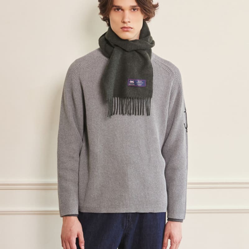 ABRAHAM MOON Merino Wool Muffler 25cm - Dark Moss