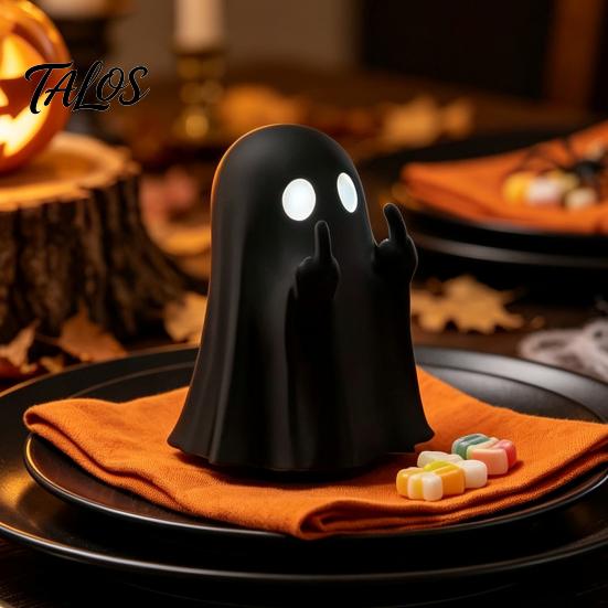 Spooky Desk Organizer for Pens Halloween Middle Finger Ghost Figurine Pen Holder, Gesture Resin Creative Party Favors Stand, Cute Ornaments,