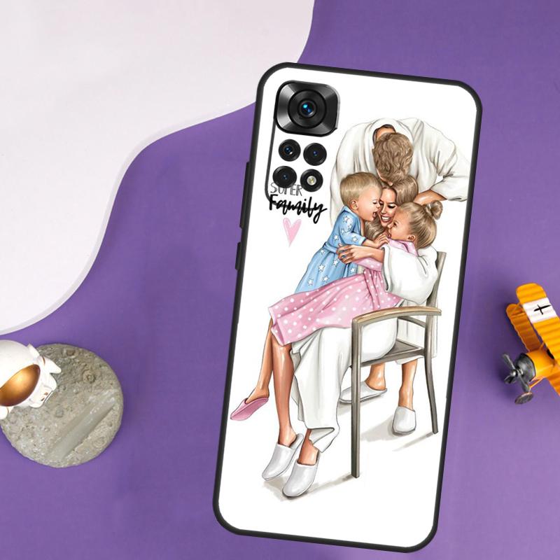 Black Brown Hair Baby Mom Girl Queen Case For Xiaomi Redmi Note 13 14 Pro 12 9 10 11 Pro 10S 11S 12S Redmi 14C 13C 10C 12C Cover