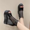 Fashion Korean Style Fashion Fish Mouth Back Zipper Thick Sole Fashion Casual Large Size Women's Mesh Roman Sandals