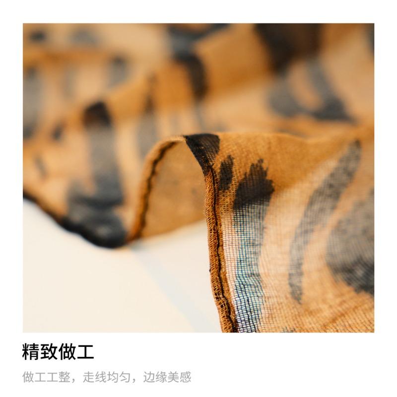 Wind Personality Leopard Print Scarf Cotton and Linen Feel Shawl Thin Autumn and Winter New Fashion Clothing Accessories