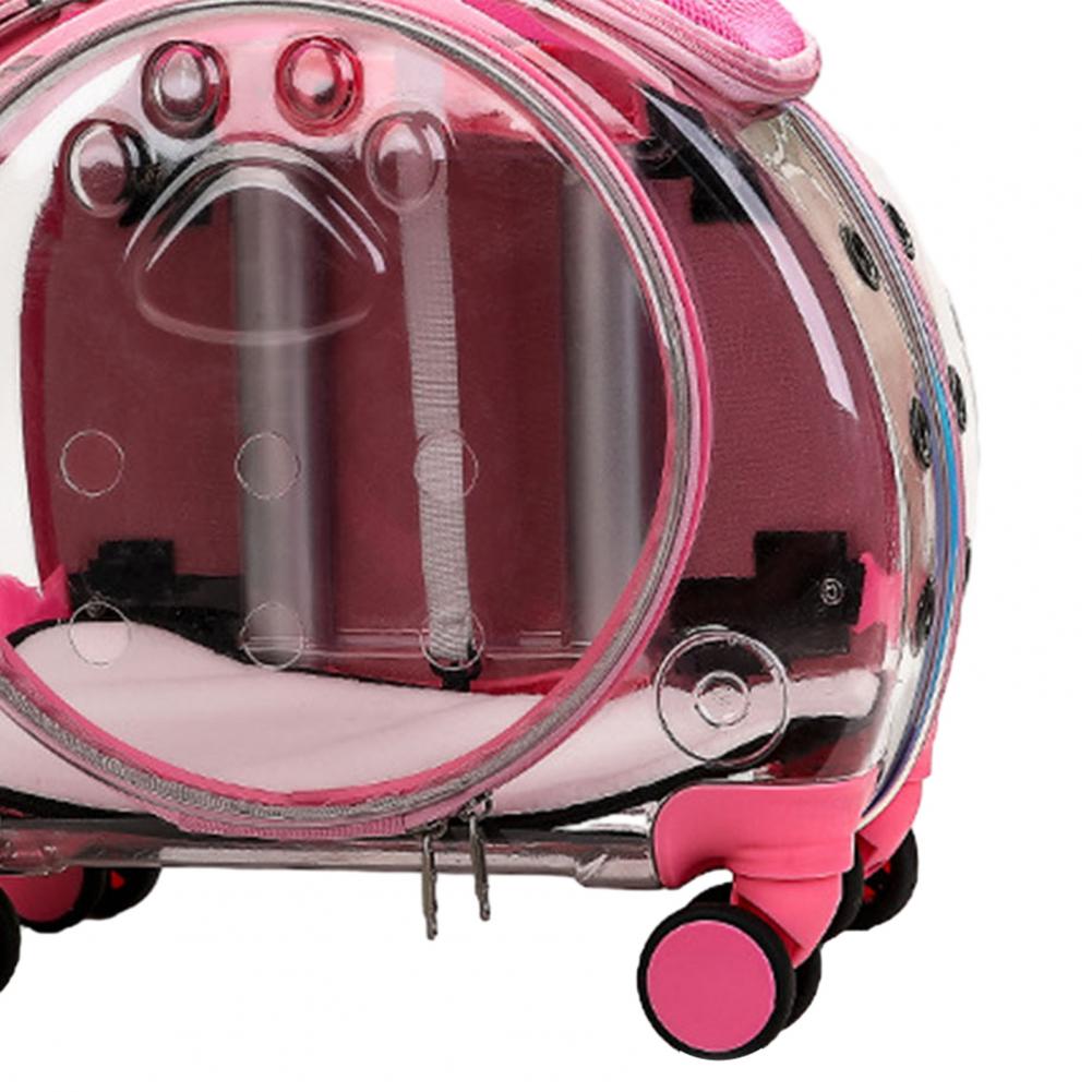 Trolley per Animali Domestici Fori di Ventilazione Trasparenti Ruote Silenziose Zaino Portatile Comodo per Gatti Cani