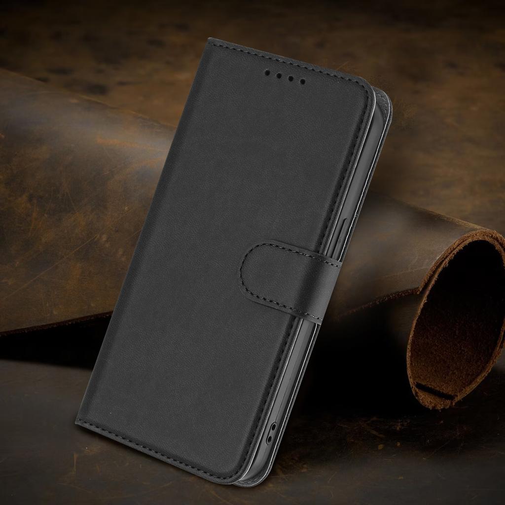 For iPhone 17 Leather Case Solid Color Phone Cover with Wallet