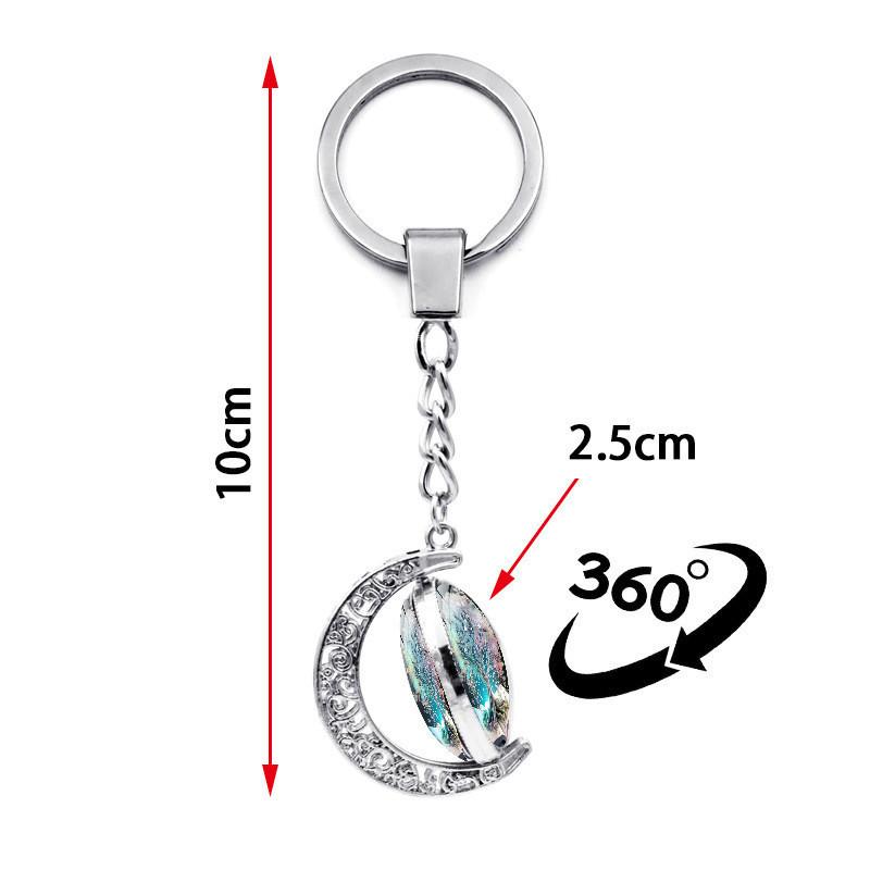 Distinctive Keychain Of With Doublesided Rotating Moon Charm